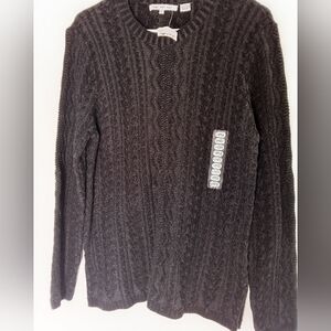 eight eight eight Men's Dark Gray Cable Knit Sweater